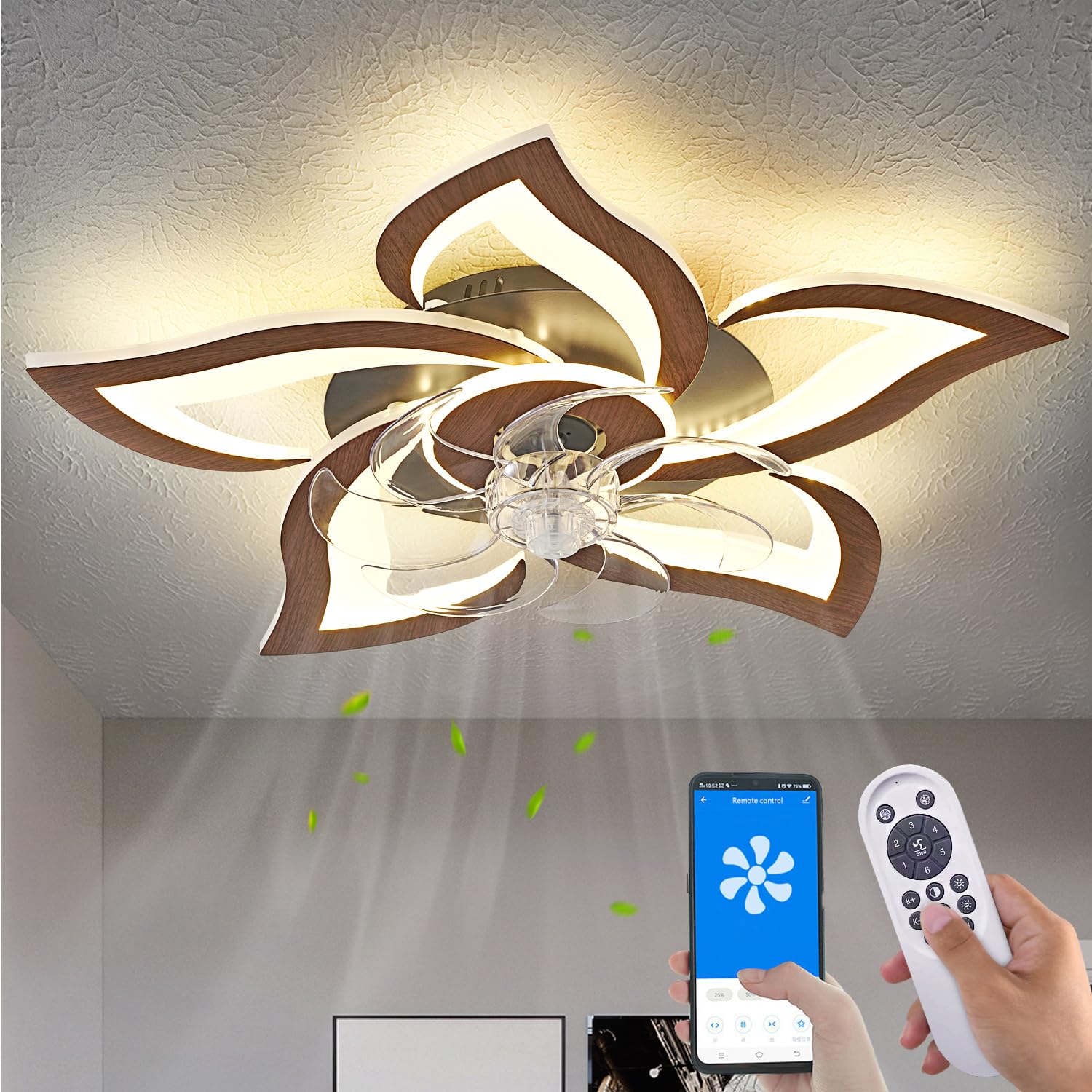 Yfrest 24 inch Geometric Flush Mount Ceiling Fan