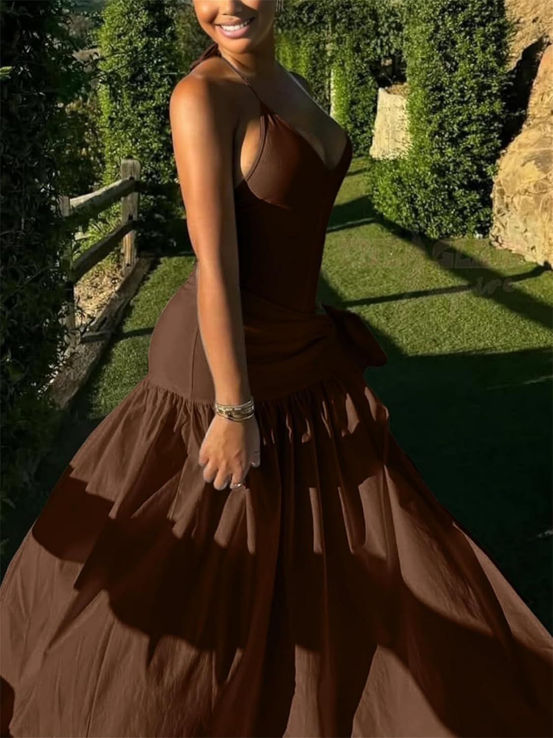 Womens Summer 2 Piece Maxi Skirt Sets Sexy Halter V Neck Backless Thong Bodysuits Wrap Beach Cover Ups Vacation Outfits - Image 4