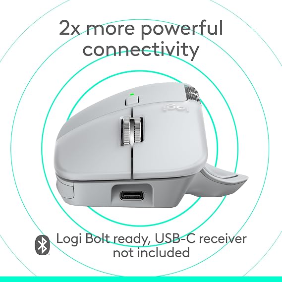 Logitech MX Master 4 for Mac, Ergonomic Bluetooth Mouse with Advanced Performance Haptic Feedback, Ultra-Fast Scrolling, USB-C Charging, MacOS, iPadOS, Windows - White Silver