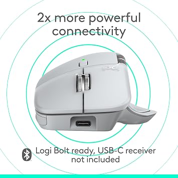 Logitech MX Master 4 for Mac, Ergonomic Bluetooth Mouse with Advanced Performance Haptic Feedback, Ultra-Fast Scrolling, USB-C Charging, MacOS, iPadOS, Windows - White Silver