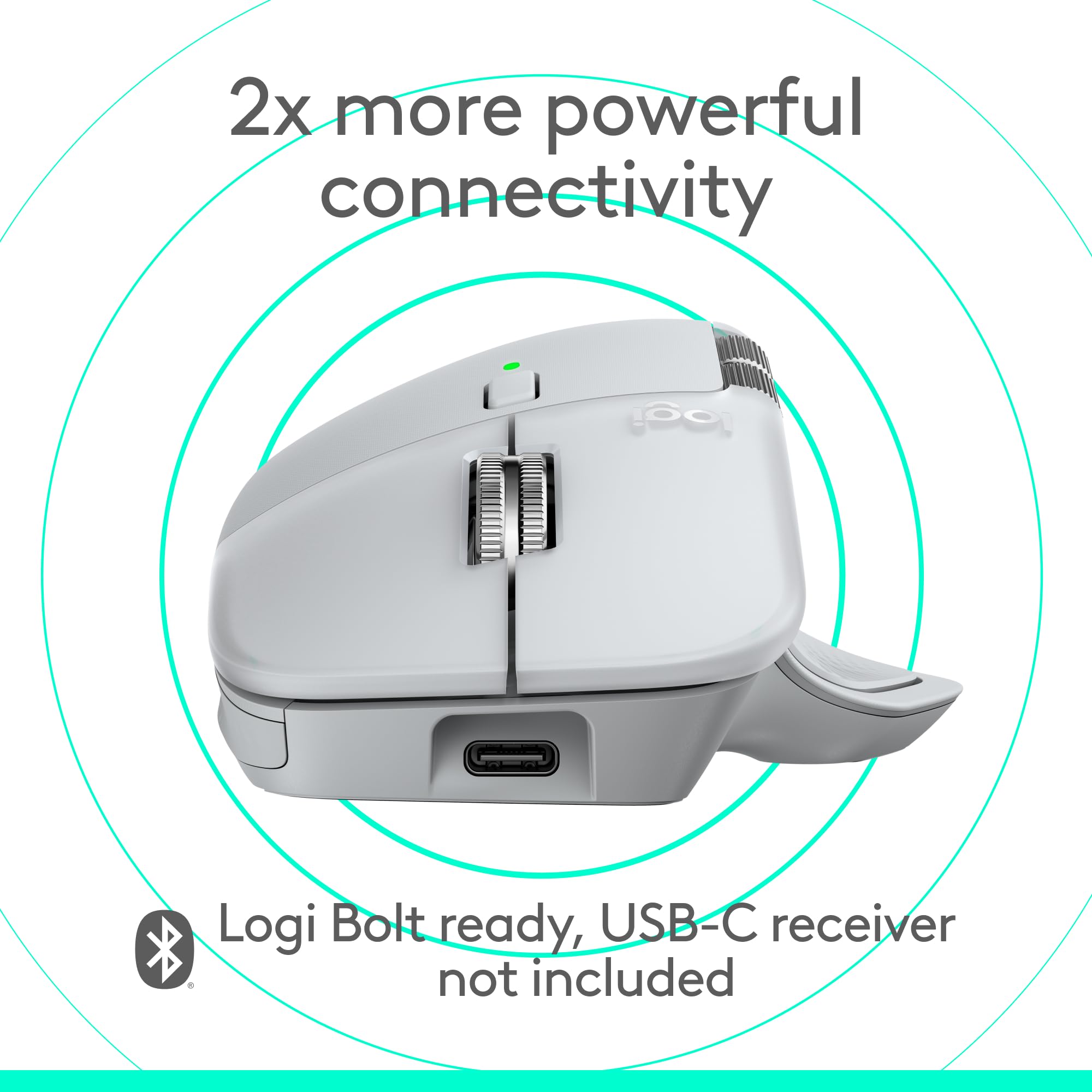 Logitech MX Master 4 for Mac, Ergonomic Bluetooth Mouse with Advanced Performance Haptic Feedback, Ultra-Fast Scrolling, USB-C Charging, MacOS, iPadOS, Windows - White Silver