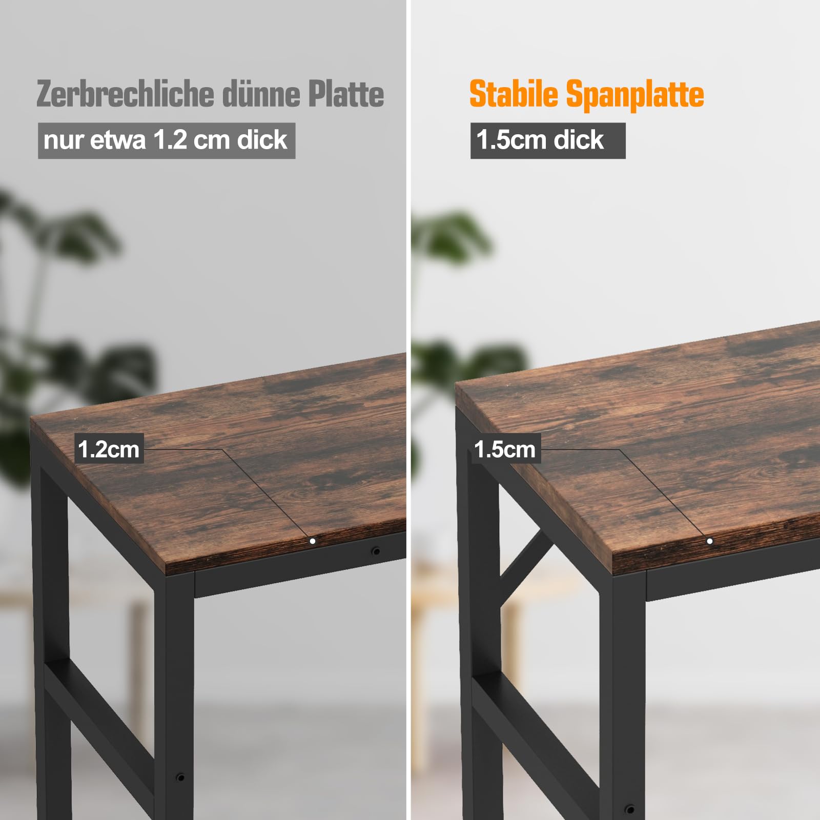 Livofloral Schmaler Konsolentisch, 75 x 24 x 75 cm Eingangstisch mit 2 Stützstangen, Dünner Sofatisch, Kleiner Beistelltisch, Ausstellungstisch, Seitentisch für Wohnzimmer, Flur, Rustikal Braun