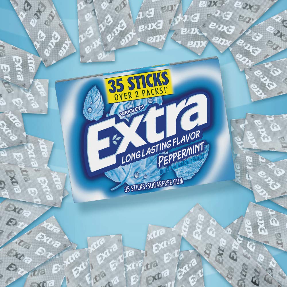 EXTRA Gum Peppermint Sugarfree Chewing Gum Mega Pack, 35 Sticks (Pack of 6) : Everything Else