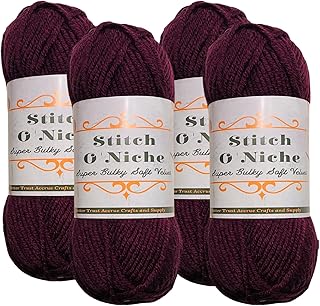 Bulky Yarn for Crocheting /3.5oz 109yd -4 pk Bulky Yarn for Knitting - Size 5 Yarn - Bulky Weight Yarn - Yarn for Crocheting Blankets - Bulky Scarf Yarn (Plum Purple)