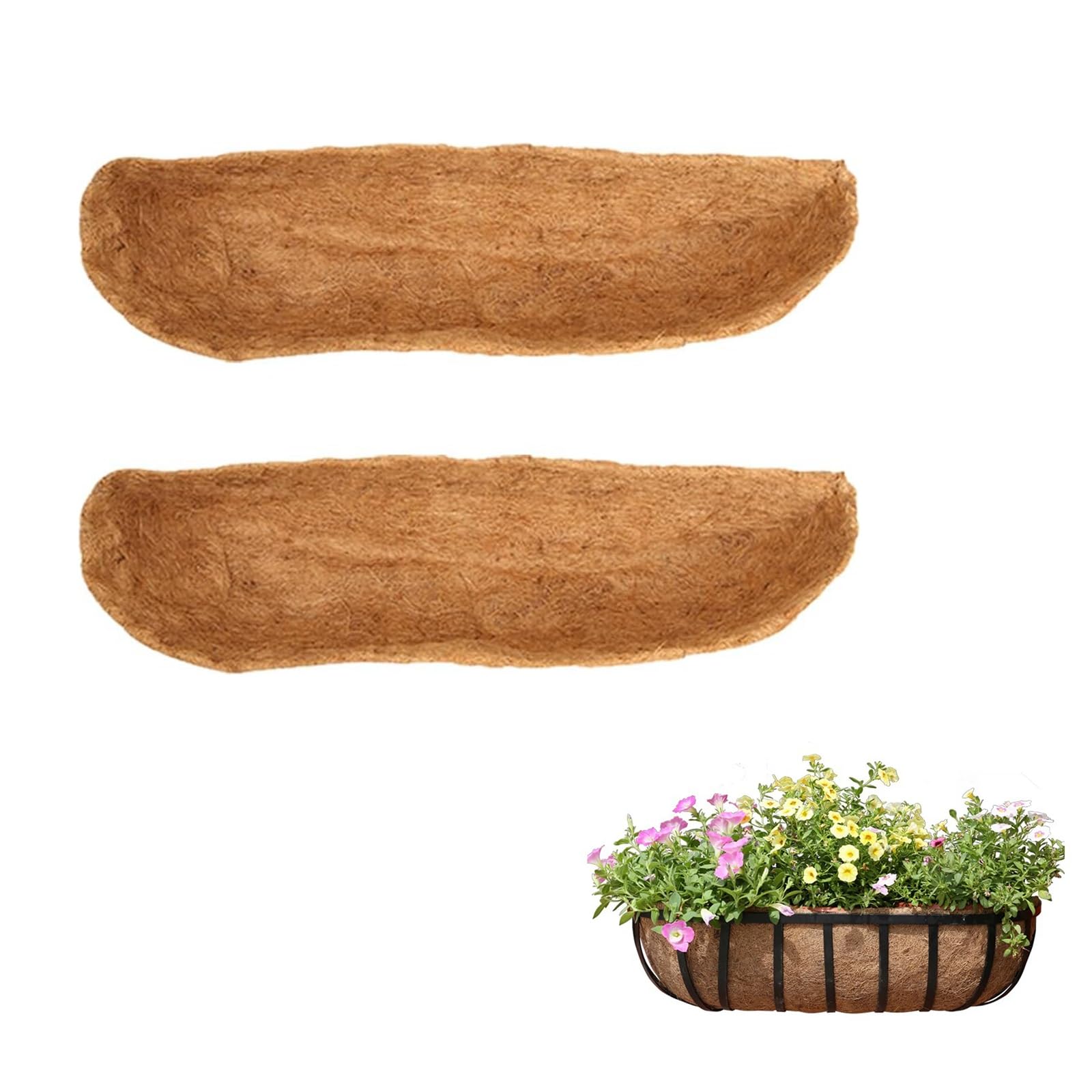Kouamor 48In 2Pcs 1/2/3/4Pcs Felt Trough Planter Liners Fabric Window Box Planter Liner Black Basket Pot Planters Liners Non-Woven Hanging Plant Liner For Vegetable Flower Fence Garden Trough Liner (48In 2Pcs)