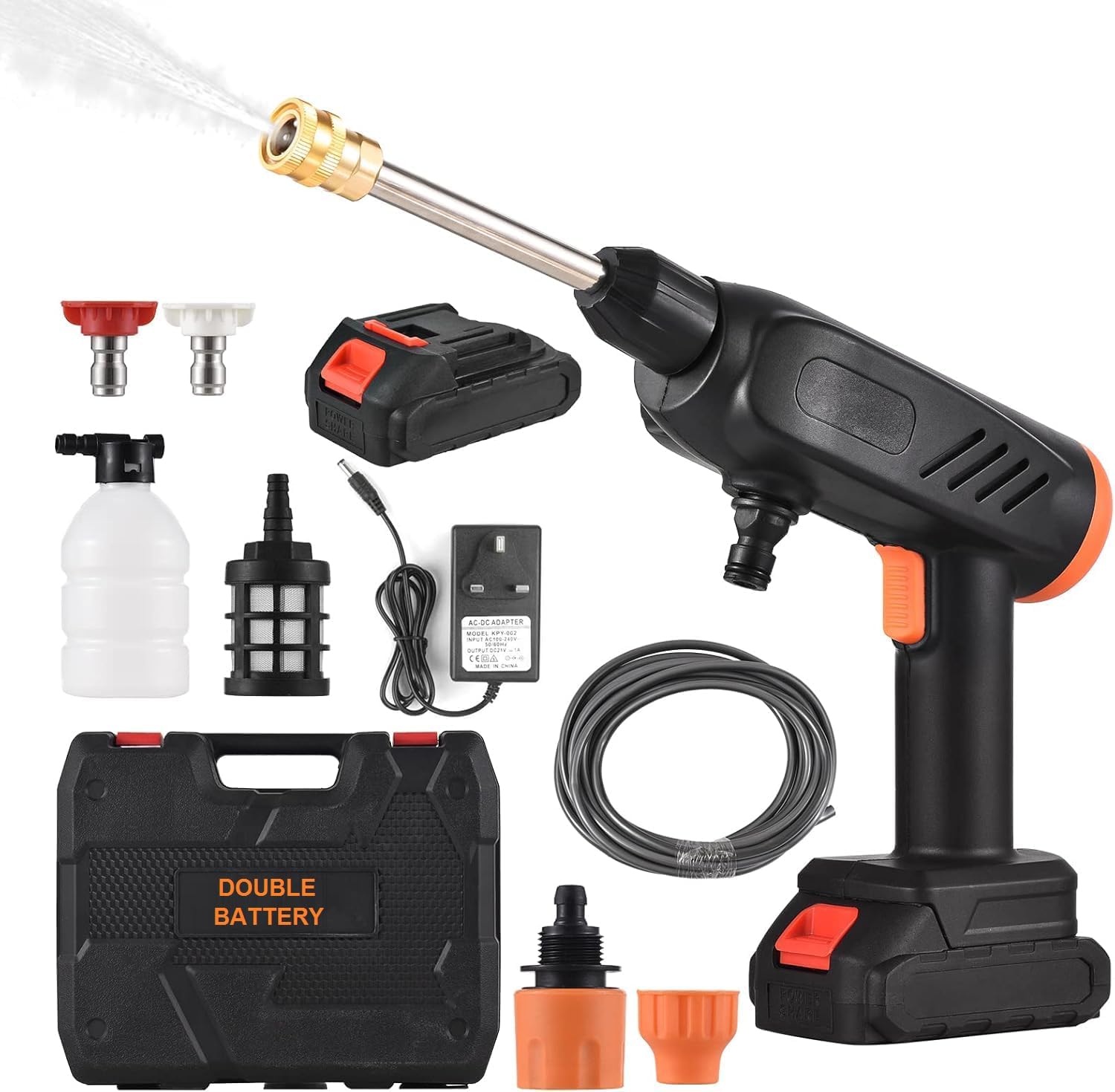 PAXCOO Portable Wireless Handheld Pressure Washer Gun with Nozzles, Rechargeable Wireless High Pressure car Washer, Powerful 48V Car Wash Gun,3-in-1 Nozzle Foam Pot, Home Cleaning & Garden Watering-image-47