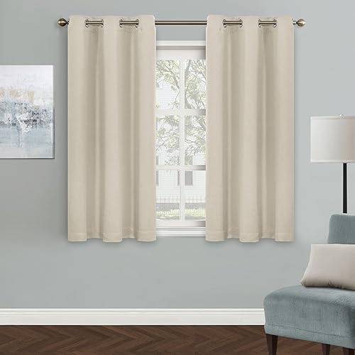 MYSKY HOME - Cortina opaca para dormitorio, con ojales, increíble tejido triple y aislamiento térmico, 1 panel de cortina de 107 x 114 cm, beige