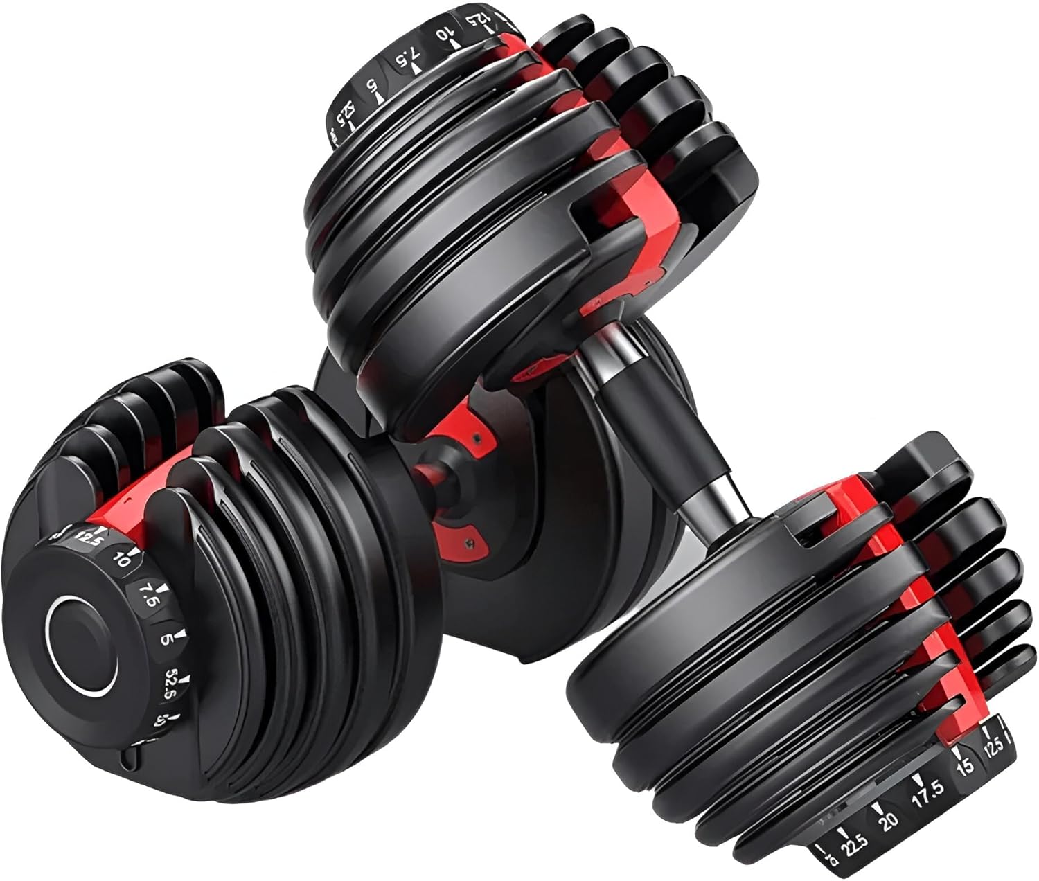 52.5 Lb Adjustable Dumbbell: Adjusts From 5-52.5 Lbs ; 15 Adjustable Weight Settings, COMPACT, SPACE EFFICIENT AND EASY TO USE