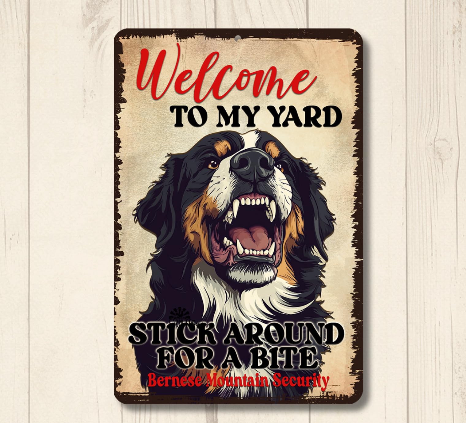 Bernese Mountain Welcome to Yard House Sign funny dog BMD metal warning security home decor