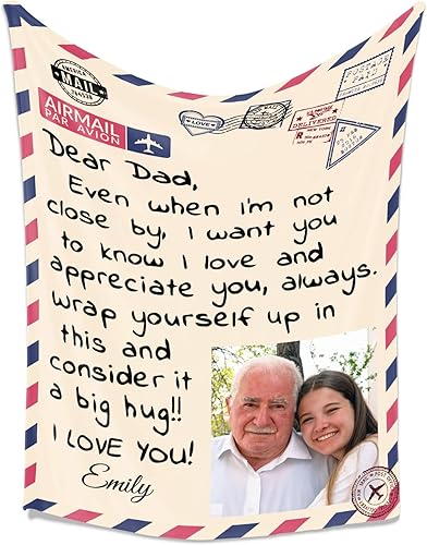 Miniatura 7 de Gudina Mantas personalizadas para el Día del Padre, regalos para papá, manta personalizada para papá de parte de hija e hijo, mantas suaves y