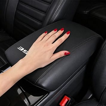 XITER Car Armrest Cover Saver, 1 Pc Center Console Leather Pad Fit for Edge 2015-2024, Central Console Armrest Box Protector Interior Accessories Black Stitches