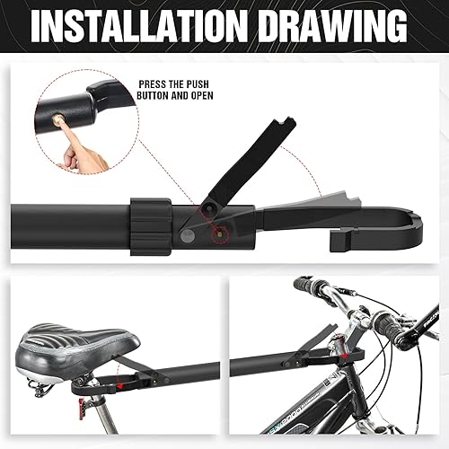 Miniatura 8 de Soporte para 2 bicicletas eléctricas con barra transversal y rampa, portaneumáticos gruesos de 5 pulgadas, portabicicletas eléctricas con cerradura