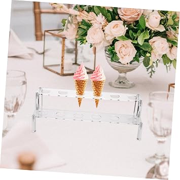 12 Hole Acrylic Ice Cream Cone Holder Stand for Restaurants