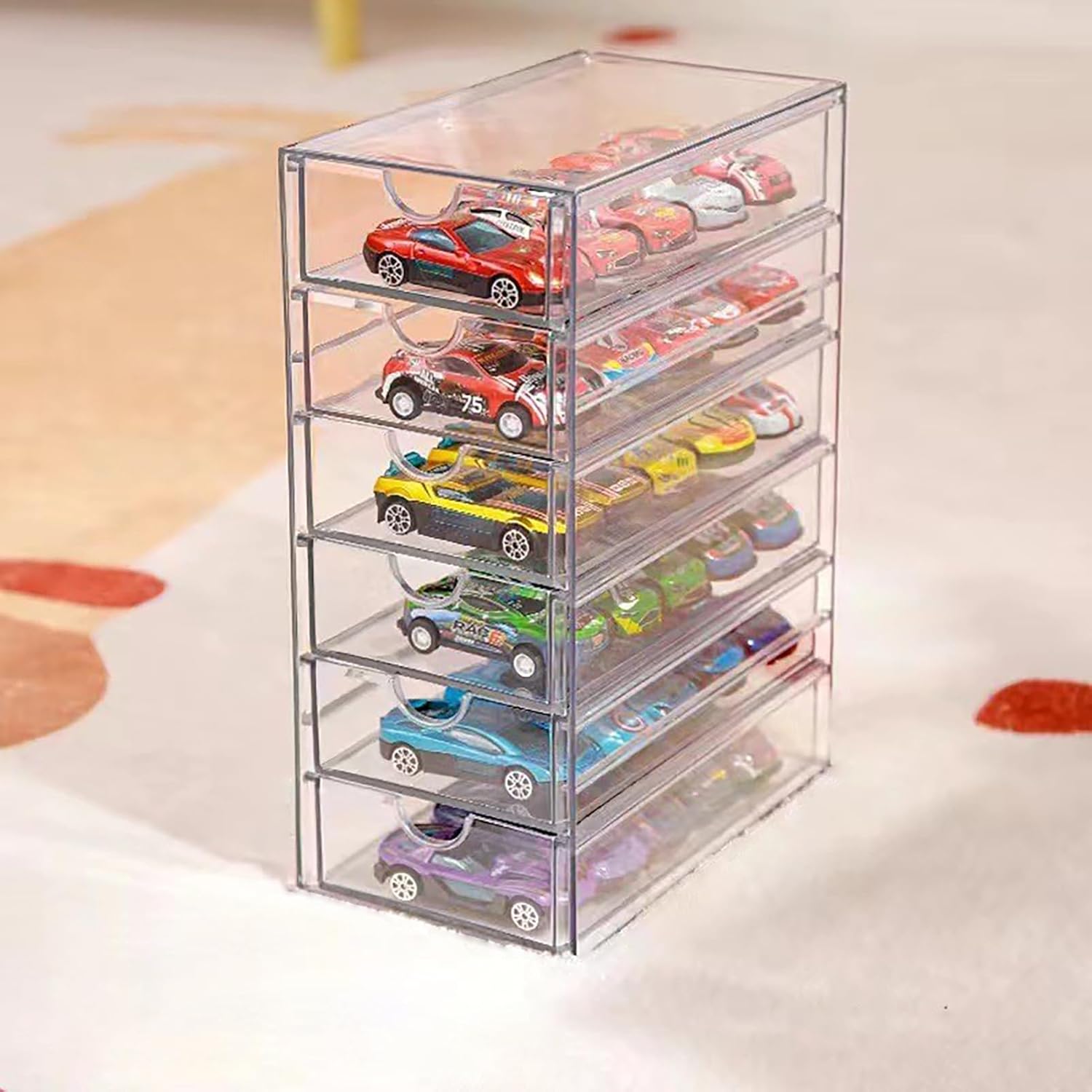 Plastic Drawer Organizer, Clear Makeup Storage Organizer with 5/6 Drawers, Office Storage Drawers for Jewelry Stationary Bathroom Bedroom Craft Figure Display (Six layers)