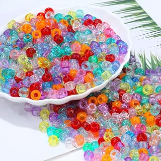 1000 Stück Glitzerperlen Perlen Pony Beads, 9mm Perlen für Armbänder