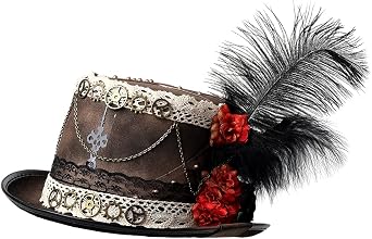 COSDREAMER Women Black Gothic Steampunk Top Hat Irregularly Veil Hat Themed Party Hat