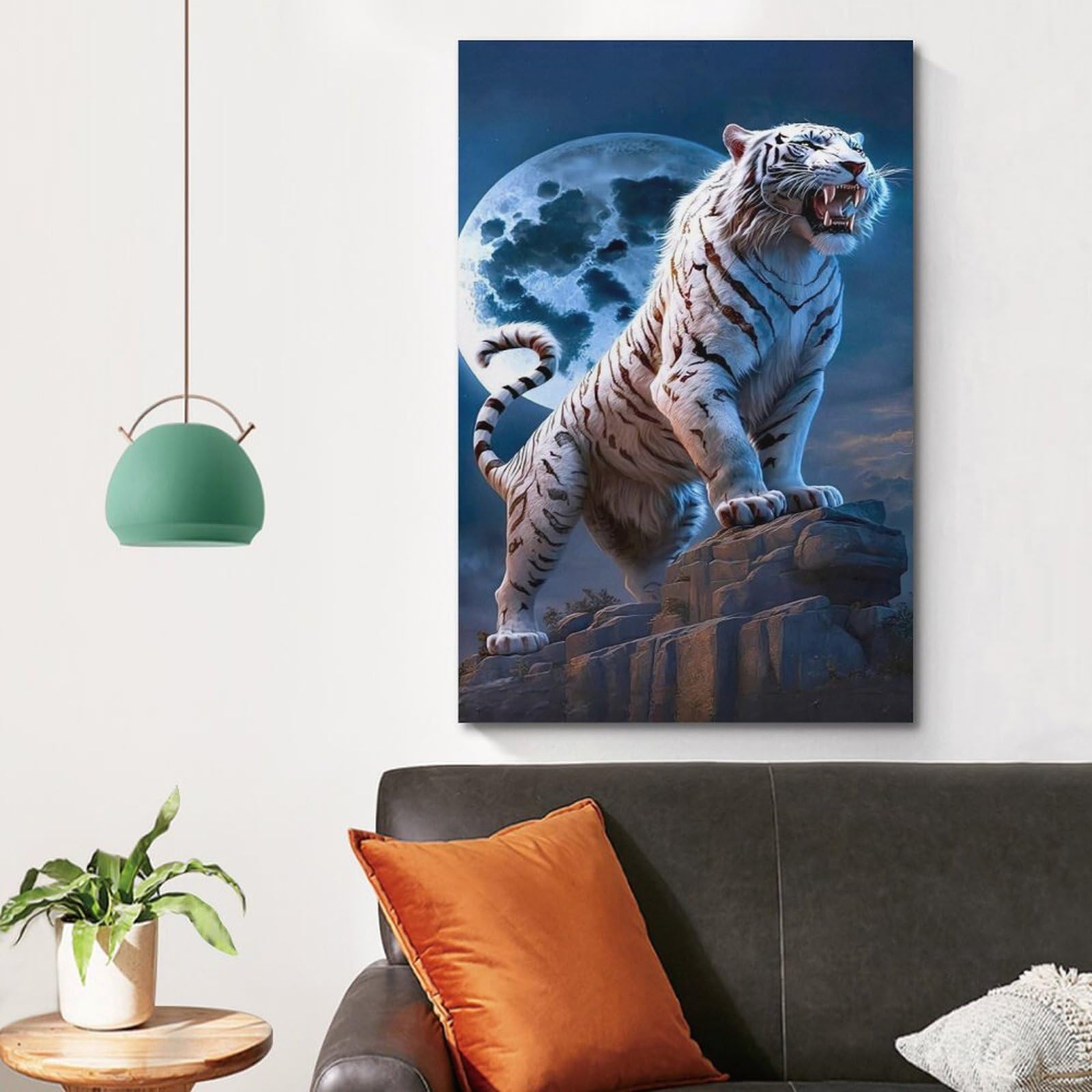 Amazon.co.jp: 月と虎のアートポスター ポスター装飾絵画