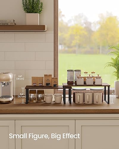 Vista 175 de SONGMICS Estante organizador de gabinete, juego de 2 estantes de encimera de cocina, almacenamiento de cocina, estante de especias, apilable, Blanco