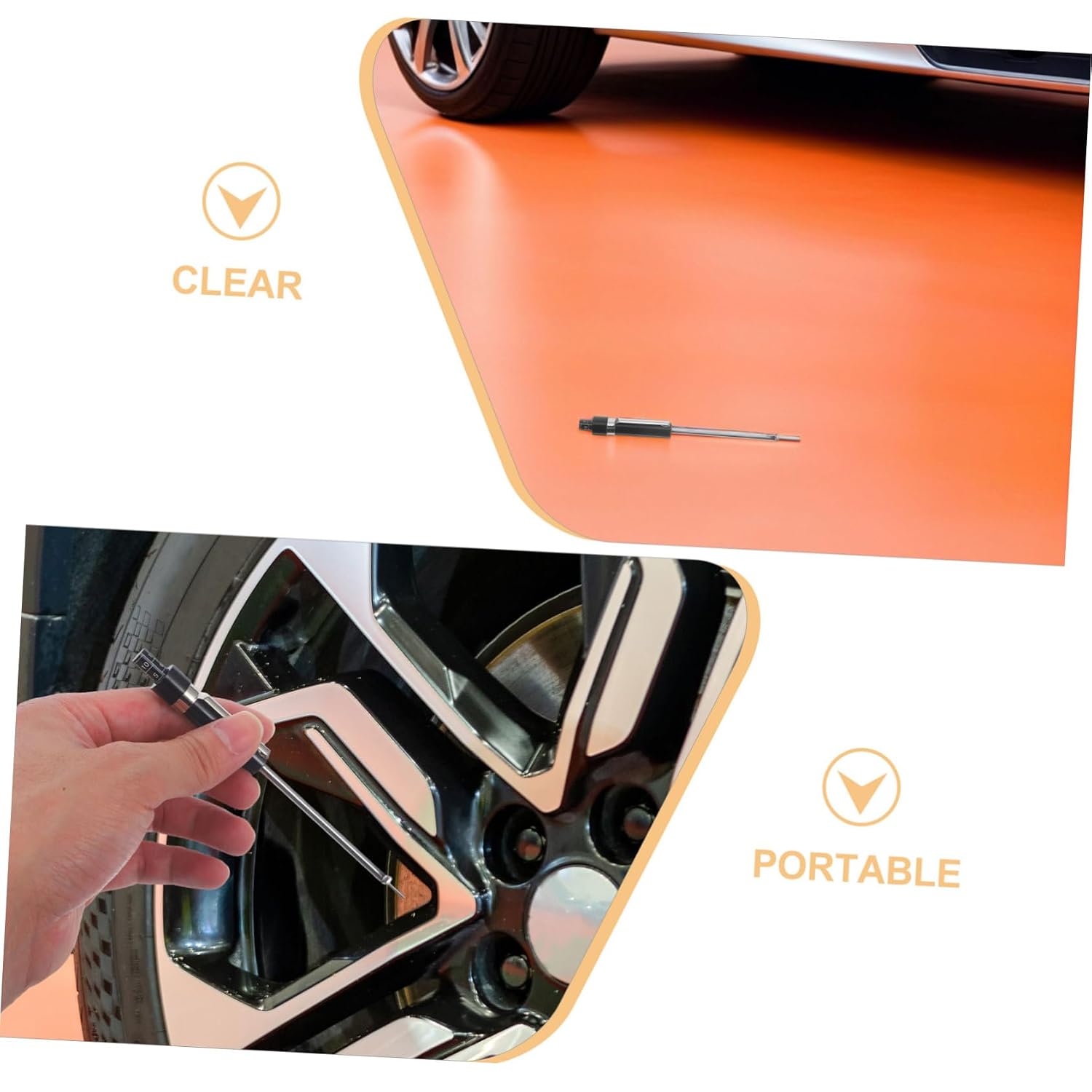 2pcs Dual-Scale Car Brake Pad Thickness Gauge Pen Portable Non-dismantling Auto Brake Measuring Tool with Iron Construction Metric Imperial Scale and Maintenance