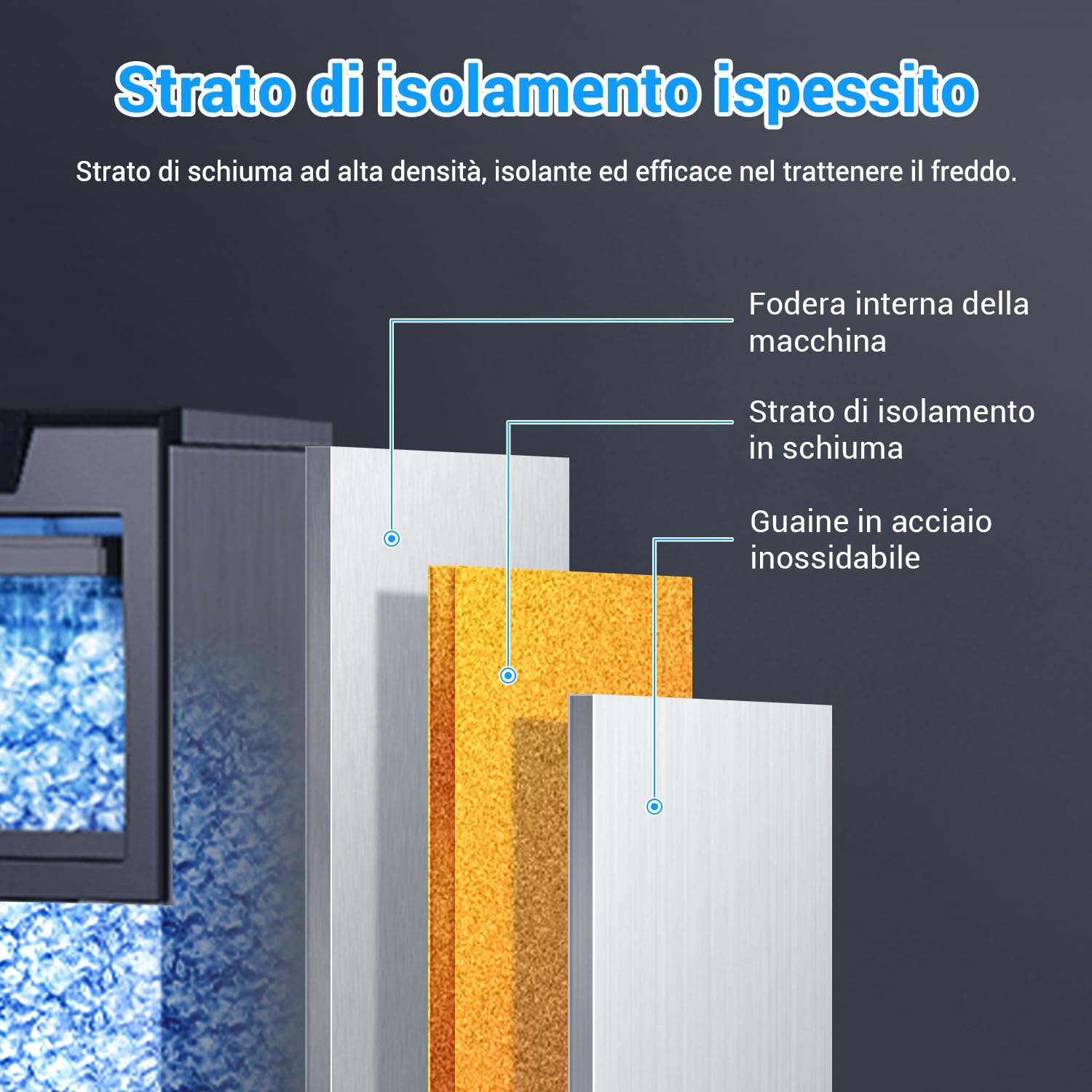 LEEVOT Macchina per Cubetti Ghiaccio Professionale - Macchina del Ghiaccio Casa 45KG/24h, 320W, per Casa, Bar e Uso Commerciale