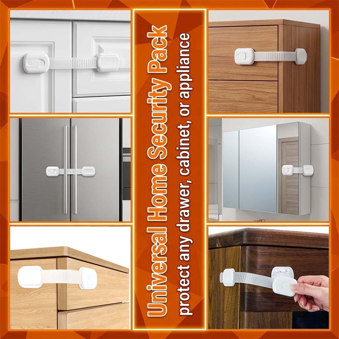 Securite Placard Enfant 6 Pièces Blanc Standard Adhésif Fort Bloque Porte