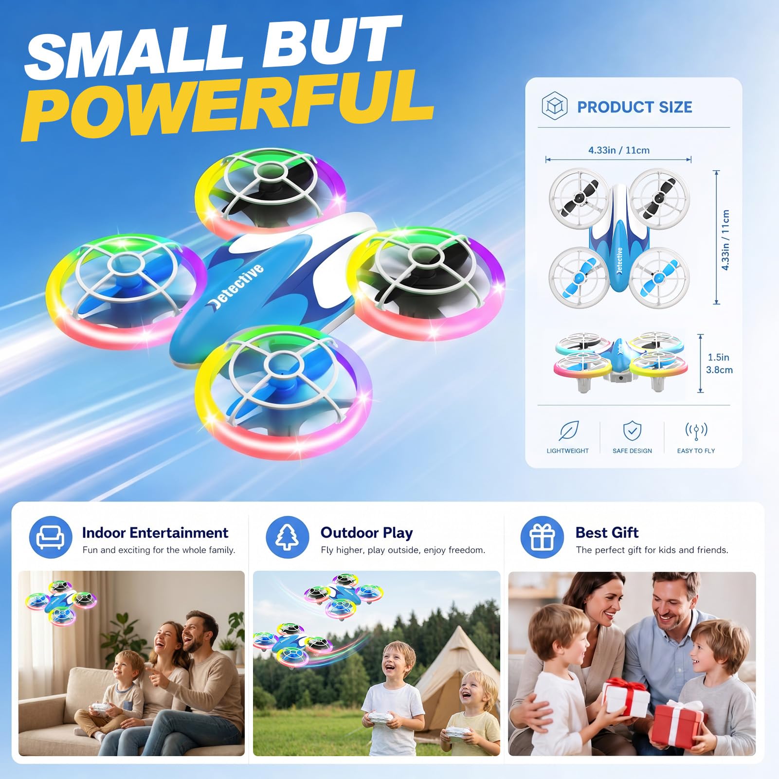 Mini Drone per Bambini e Principianti, Droni Quadricottero RC con Luci Colorate e 3 Batterie, Giocattolo Regalo per Telecomando da 6 7 8 9 10+ Anni