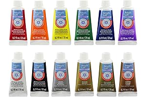 Assortment Of Twelve Metallic Acrylic Paint Tubes For Artists