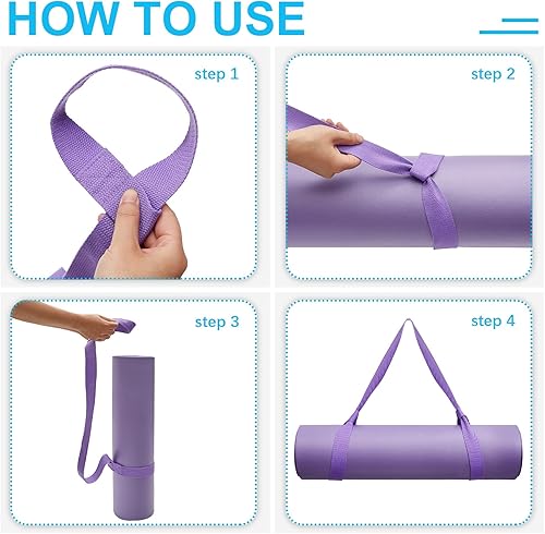 Miniatura 4 de Deekin 4 correas para esterilla de yoga para llevar esterilla de yoga, soporte ajustable grueso para ejercicio, banda de estiramiento de algodón