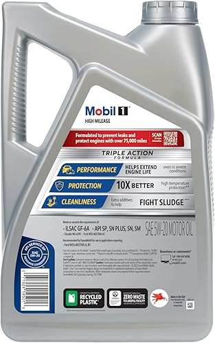Miniatura 3 de Mobil 1 (120768) Alto kilometraje 5 W-20 Aceite de motor  5 cuartos de galones