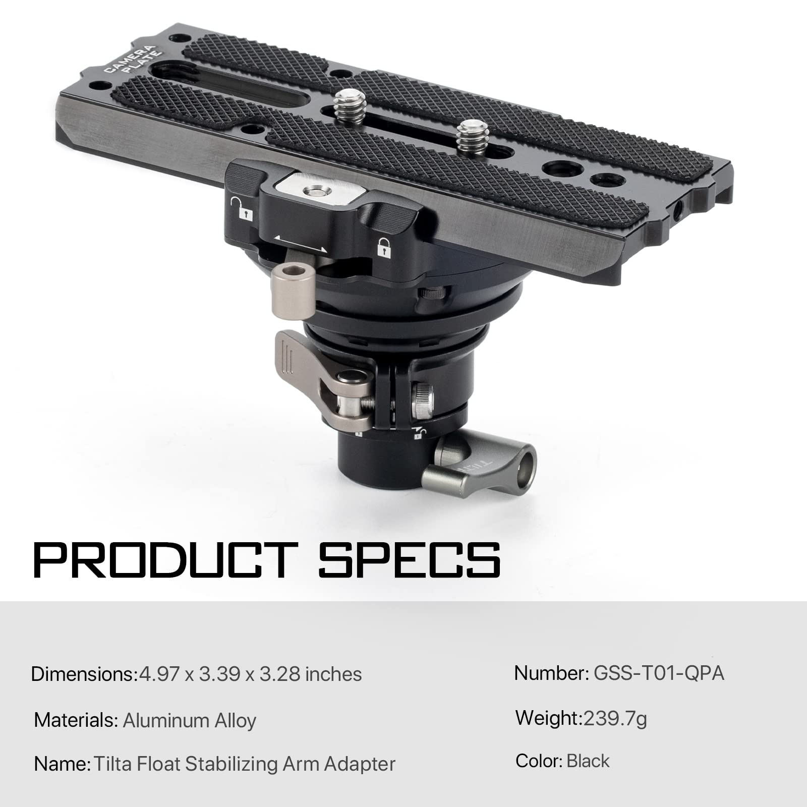 Tilta Manfrotto - Adattatore piastra a sgancio rapido per braccio stabilizzatore a galleggiante Tilta compatibile con DJI Ronin 4D/RS 2/RS 3 PRO GSS-T01-QPA | Compatibile con DJI Ronin 4D/RS 2/RS 3 PRO