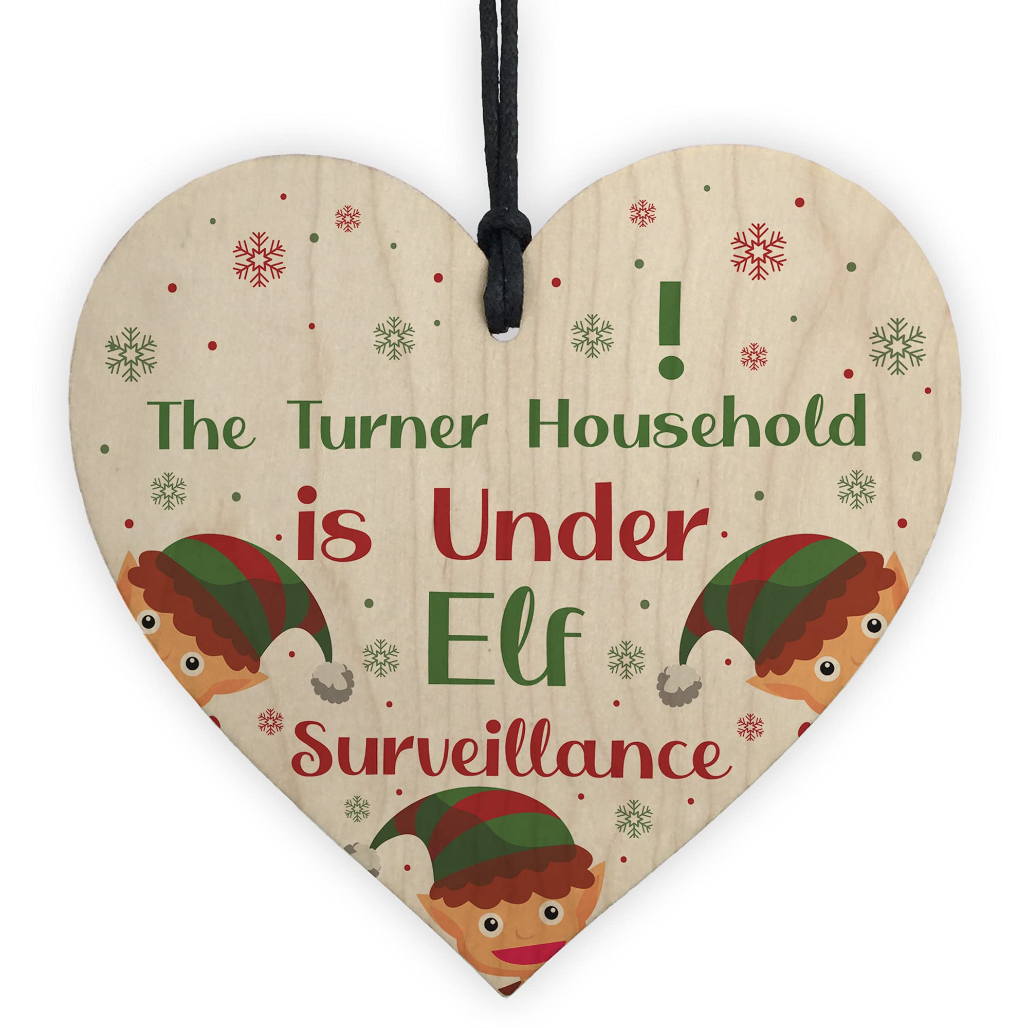 PERSONALISED Elf Sign Christmas Decoration Wood Heart Elf Accessories Gift