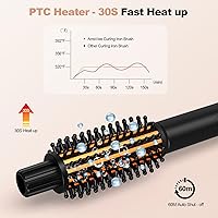 Vista 3 de Plancha rizadora de cepillo, rizador para cabello corto, 3 temperaturas ajustables, cepillo de rizador de 1 pulgada con calor rápido de 30 segundos