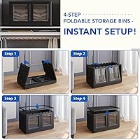 Vista 8 de FLEXIMOUNTS 75 QT Contenedores de almacenamiento apilables con tapas, contenedores de almacenamiento de plástico plegables, organizadores de armario