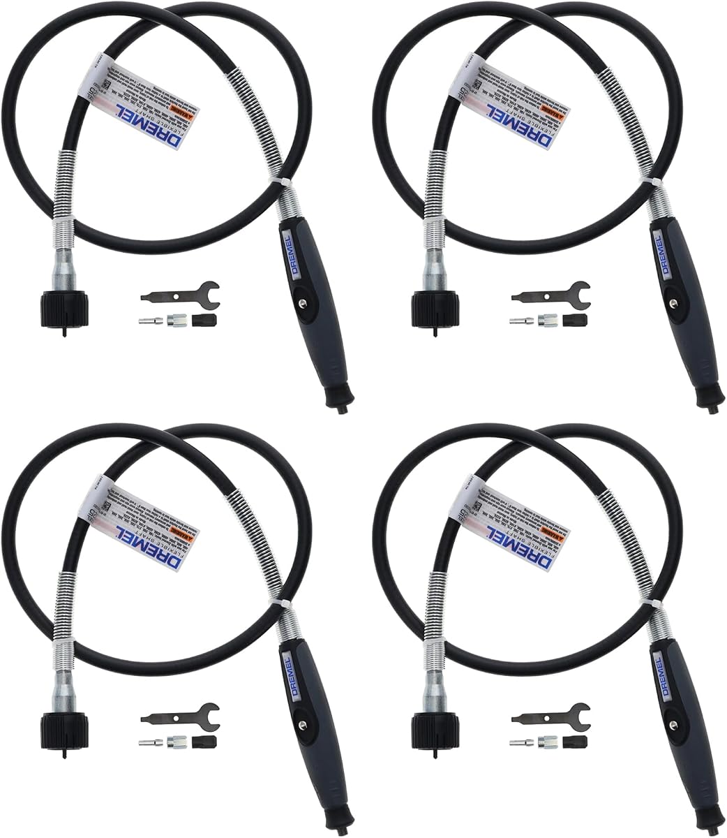 Dremel 225-02 26150225AJ Flex Shaft Rotary Tool Attachment (4-Pack) | Extended Reach | Flexible Cable Design | Precise Detail Work | Comfortable Handling | Quick Installation