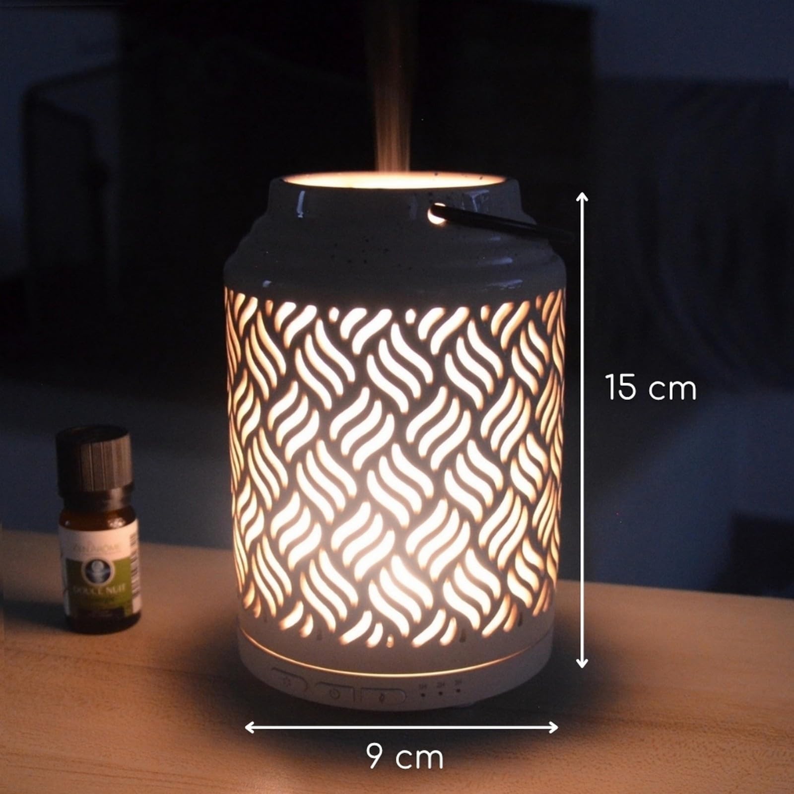 Zen'Arôme Diffusor für ätherisches Öl, WLAN Venedig – elektrischer Diffusor, kompatibel mit Alexa/Google Home – vollständige Kontrolle über die App Tuya Smart – natürliche Materialien Holz und Keramik