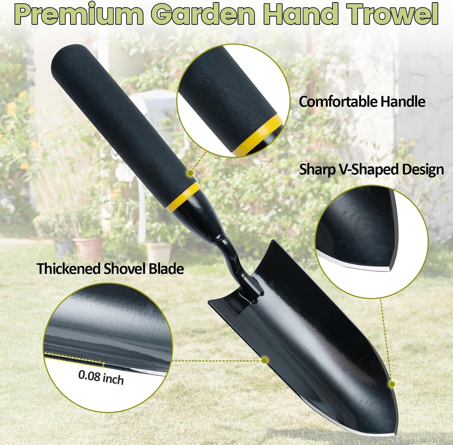 Garden Tool Set, 2 Pcs Heavy Duty Gardening Hand Tools, Includes 2 in 1 Garden Hoe and Garden Trowel, Durable Gardening Kit for Weeding, Loosening Soil, Transplanting