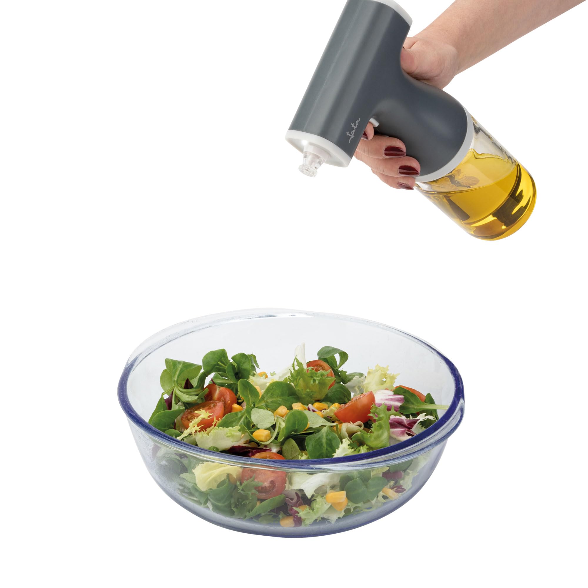 Jata Home HACE2501 – USB Rechargeable Electric Oil Sprayer, Kitchen Oil Spray 250 ml, Oil and Vinegar Dispenser, Ultrathin Sprayer, Borosilicate Container