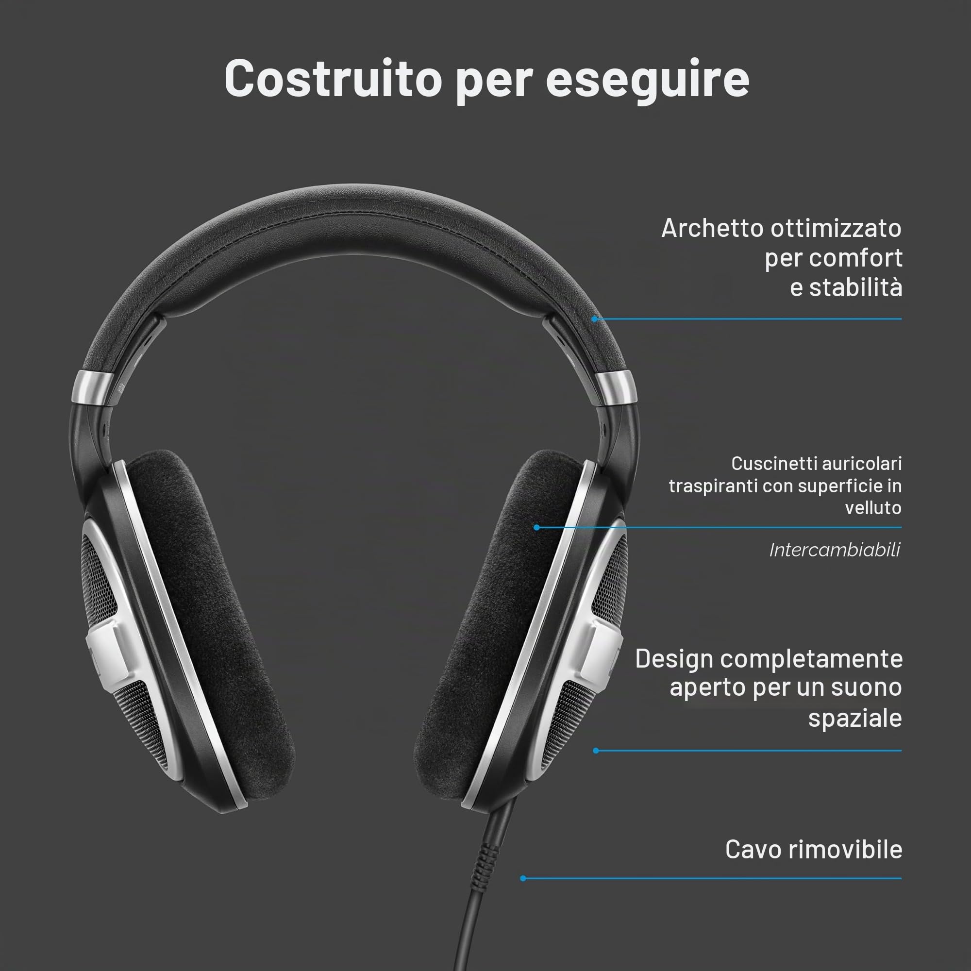 Sennheiser HD 599 Cuffie Aperte sul Retro, Edizione Speciale, Nero