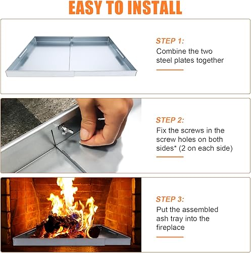 Miniatura 5 de Uniflasy Bandeja ajustable para chimenea para colección de cenizas, soporte de brasas de acero galvanizado en el interior de accesorios de chimenea,
