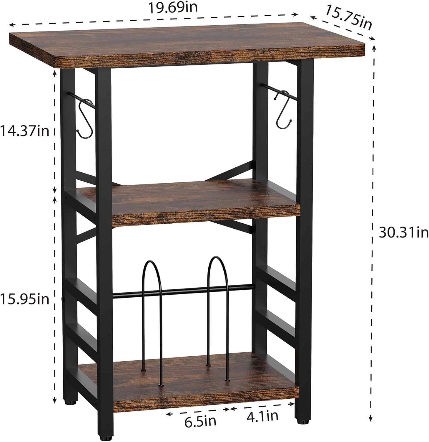YAKANJ Record Player Stand with Extended Desktop,Large Record Player Table with Vinyl Storage,Tall Turntable Stand with Record Holder Vinyls Display Shelf for Music Room Studio, Rustic Brown