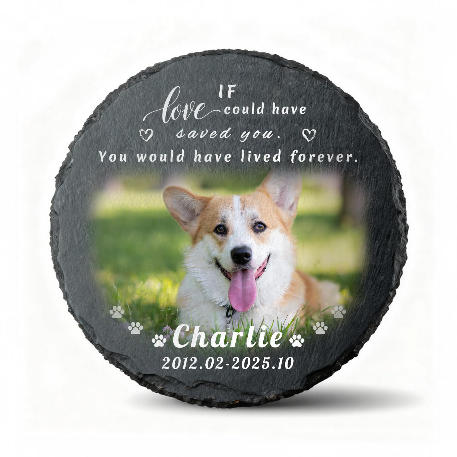 XIAYUEHUA Personalised Dog Memorial Gifts for Loss of Dog, Custom Pet Memorial Stone Plaque with Photo Name Date Bereavement Sympathy Gift for Dog Cat Lover