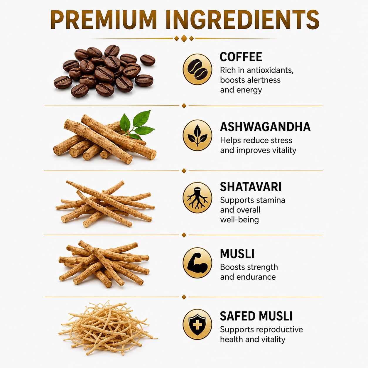 Way Of Pleasure Kama Sutra extra gold Mushroom Coffee Premix For Immunity booster Unroasted For Men & Women 45g 2
