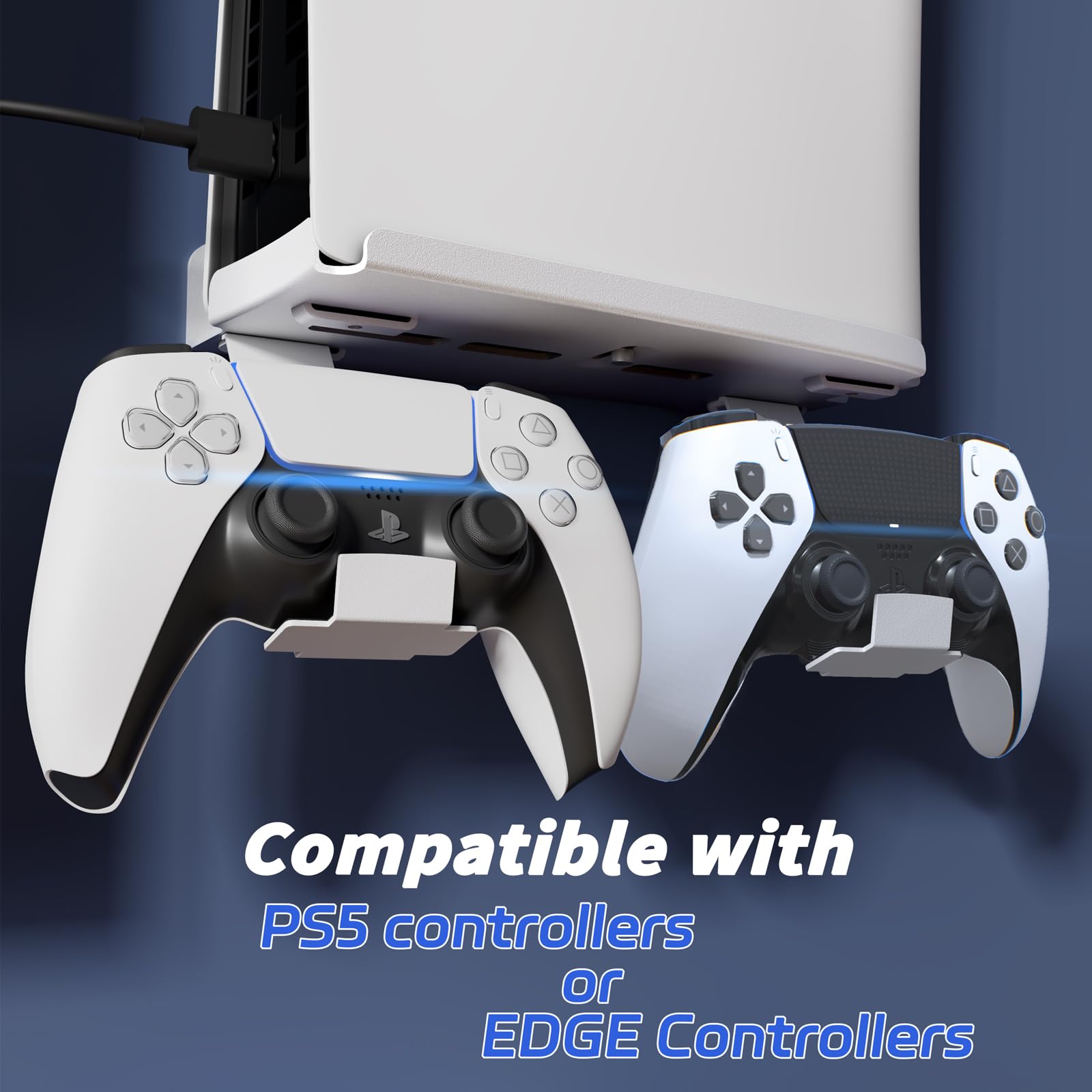 sciuU Supporto da Parete per PS5 Pro / PS5 Slim Console & Controller - Staffa da Muro in Acciaio da 2mm compatibile con PlayStation 5 Pro/Slim Disco/Digitale Edizione + 2 Porta Controller PS5 /Edge