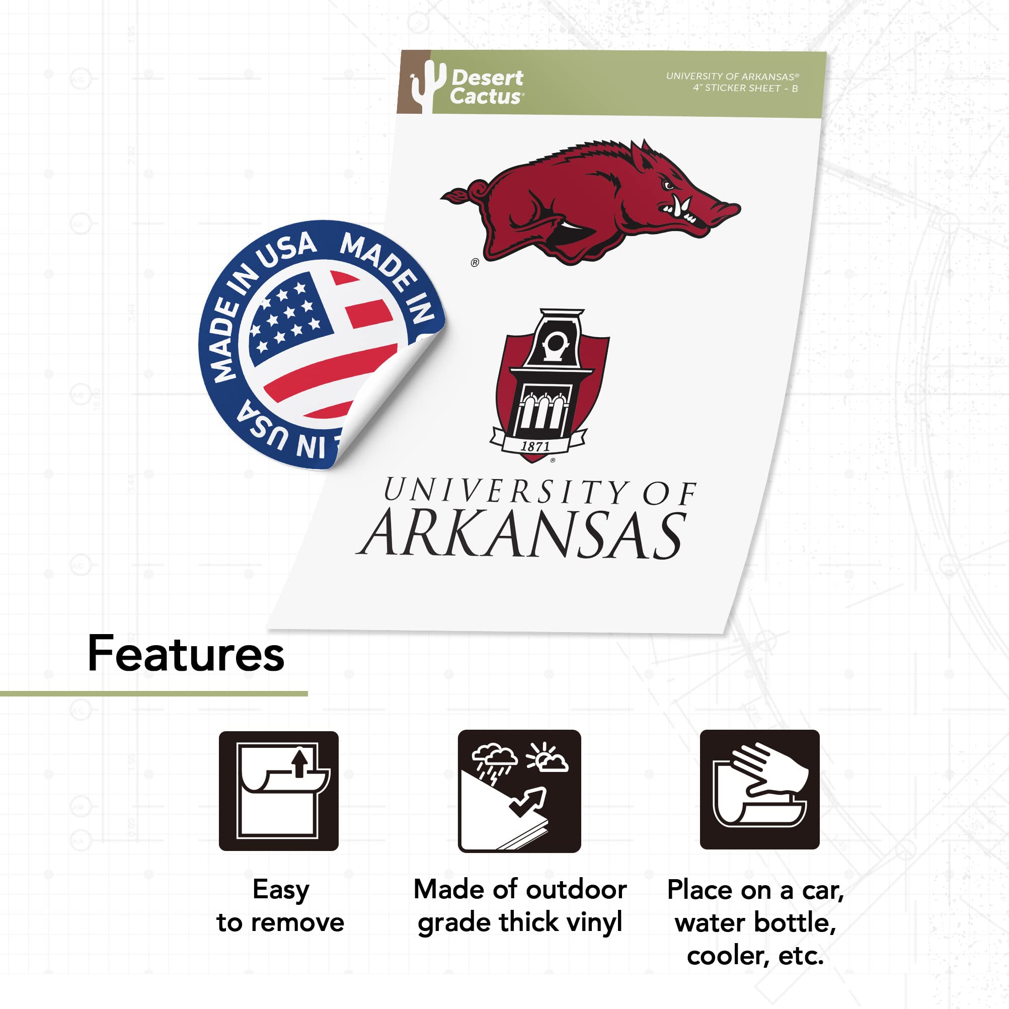 Laptop Water Bottle Decals University Of Arkansas Razorbacks Stickers ...