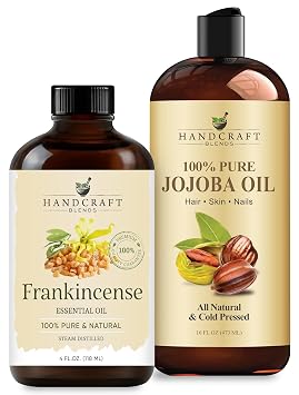 Handcraft Blends Firming Body Set Jojoba 16 Fl Oz and Frankincense Oils 4 Fl Oz 100% Pure & Natural Anti-Aging Oil for Body and Skin