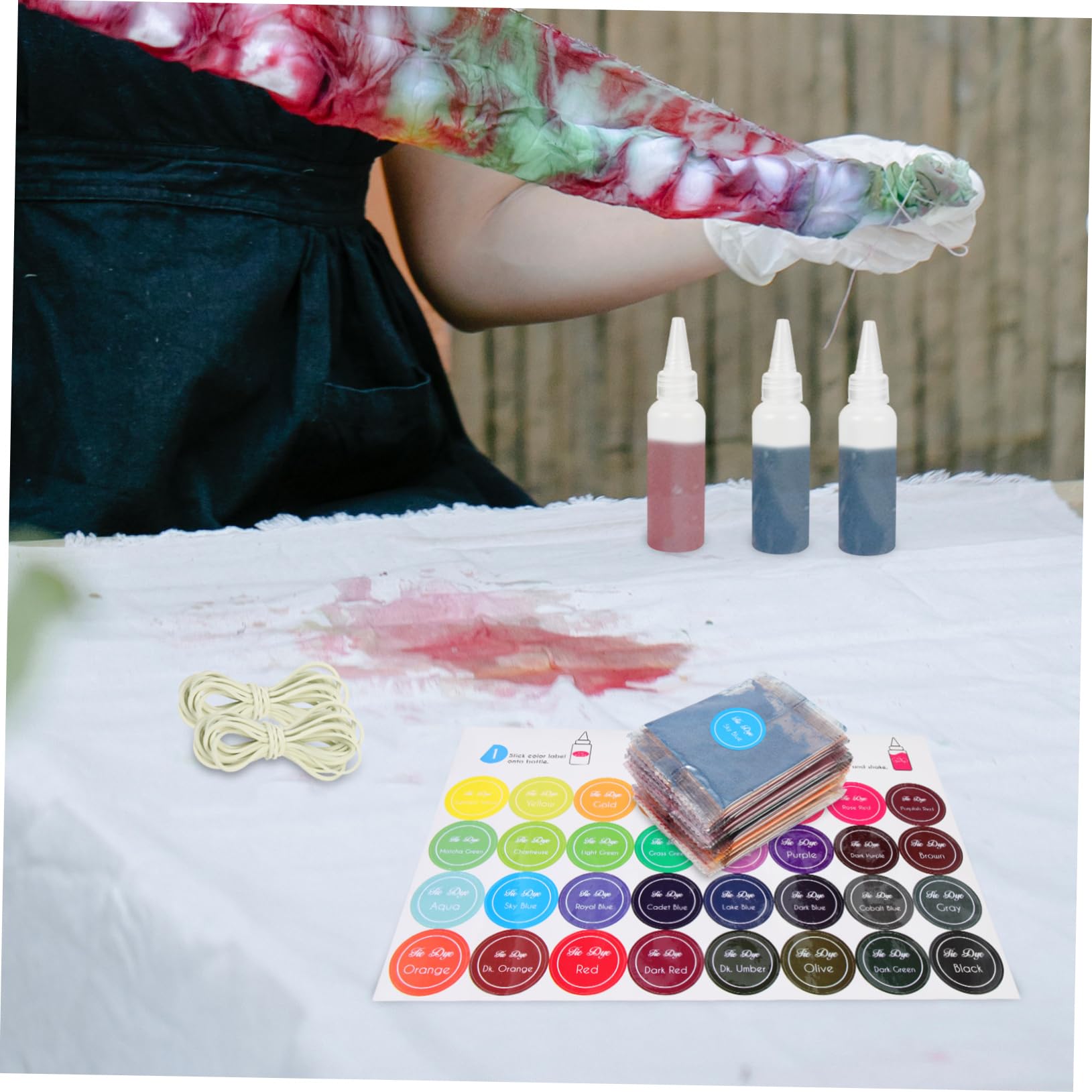 Artibetter Traje Teñido Anudado Polvo Para Teñir Kit Para Teñir Mayor Para Fiestas De Teñido Nudos Suministros Para Ropa