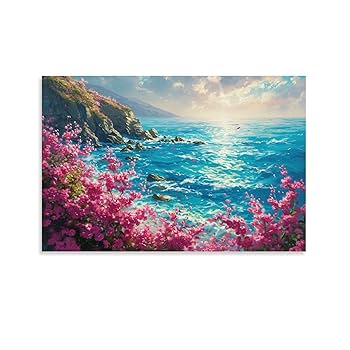 青色系 波と空の風景 絵画海 Amazon.co.jp: アートパネル 海 人気 絵画 青空 青海 風景画 海