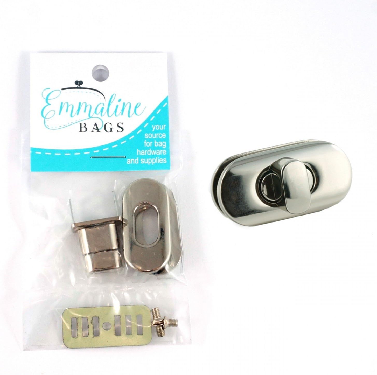 Emmaline Bags Small Nickel Turn Lock 1 3/8" x 3/4"