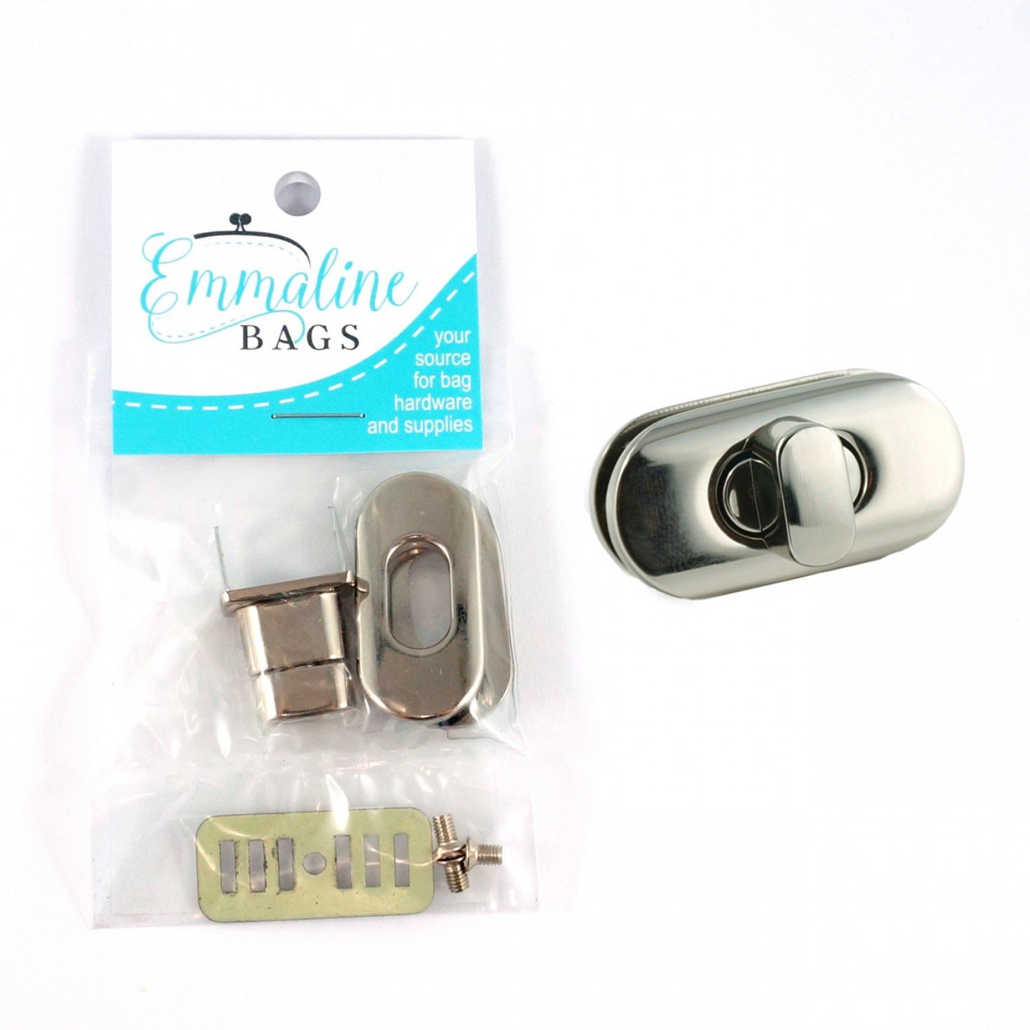 Emmaline Bags Small Nickel Turn Lock 1 3/8" x 3/4"