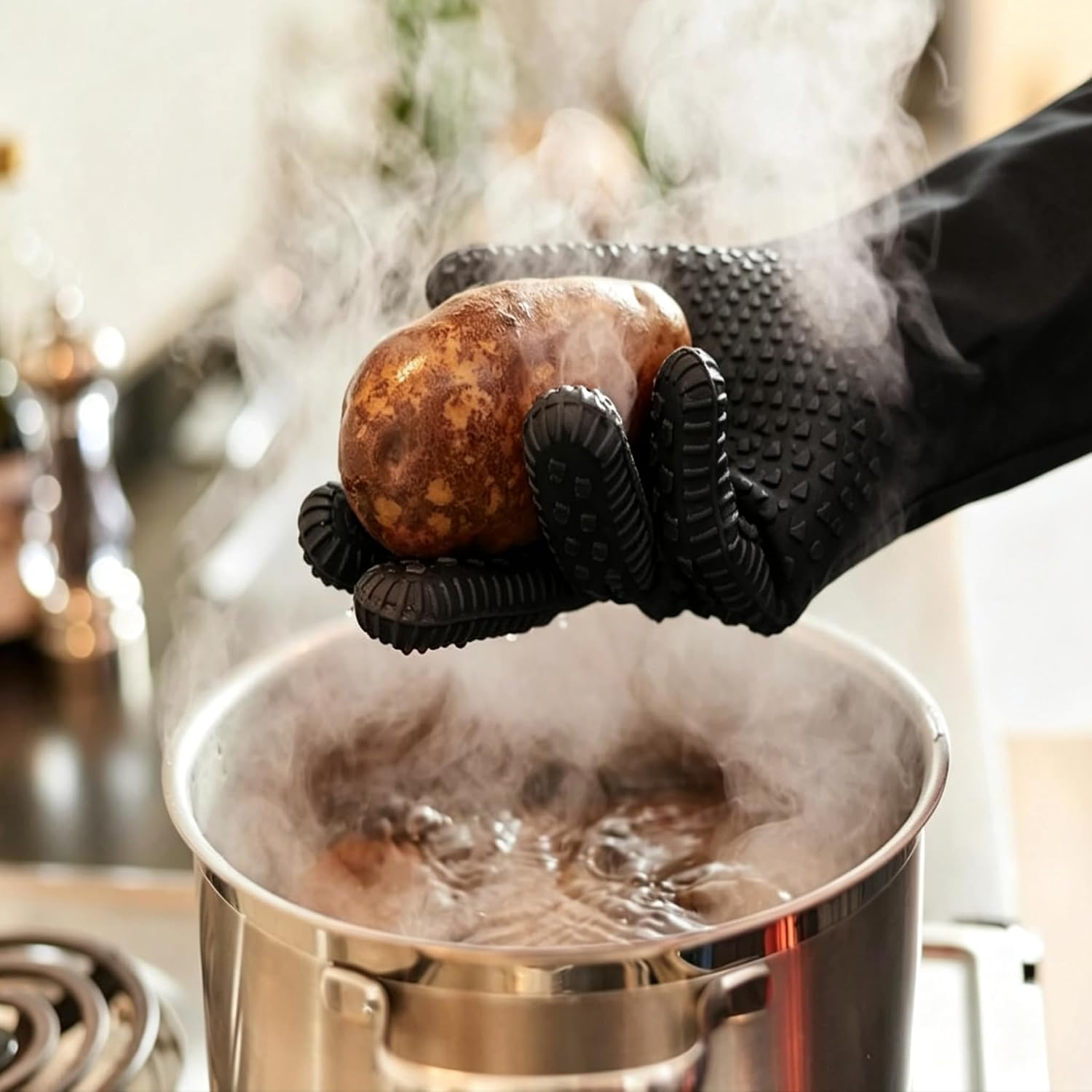 (2-piece Set) Extra Long Silicone Oven Mitts | + 2 complimentary Items.
